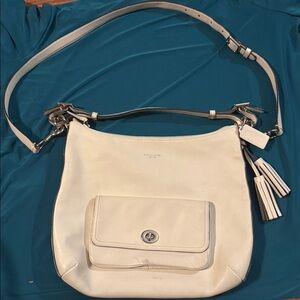 Coach White and Tan Shoulder Bag